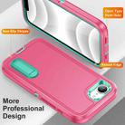 For iPhone 16e Rugged PC + Silicone Phone Case with Holder(Rose Red+Light Green) - 3