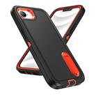 For iPhone 16e Rugged PC + Silicone Phone Case with Holder(Black+Orange) - 2
