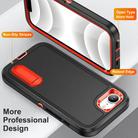 For iPhone 16e Rugged PC + Silicone Phone Case with Holder(Black+Orange) - 3