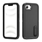 For iPhone 16e Rugged PC + Silicone Phone Case with Holder(Black) - 1