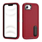 For iPhone 16e Rugged PC + Silicone Phone Case with Holder(Red+Black) - 1