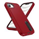For iPhone 16e Rugged PC + Silicone Phone Case with Holder(Red+Black) - 2