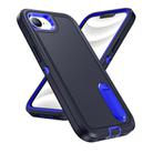 For iPhone 16e Rugged PC + Silicone Phone Case with Holder(Dark Blue+Royal Blue) - 2