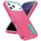 For iPhone 17 Pro Max Rugged PC + Silicone Phone Case with Holder(Rose Red+Light Green) - 2