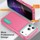 For iPhone 17 Pro Max Rugged PC + Silicone Phone Case with Holder(Rose Red+Light Green) - 3