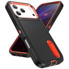 For iPhone 17 Pro Max Rugged PC + Silicone Phone Case with Holder(Black+Orange) - 2