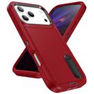 For iPhone 17 Pro Max Rugged PC + Silicone Phone Case with Holder(Red+Black) - 2