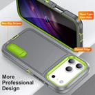 For iPhone 17 Pro Max Rugged PC + Silicone Phone Case with Holder(Grey+Fresh Green) - 3