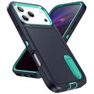 For iPhone 17 Pro Max Rugged PC + Silicone Phone Case with Holder(Dark Blue+Light Green) - 2