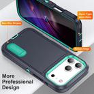 For iPhone 17 Pro Max Rugged PC + Silicone Phone Case with Holder(Dark Blue+Light Green) - 3