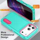 For iPhone 17 Pro Rugged PC + Silicone Phone Case with Holder(Light Green+Rose Red) - 3