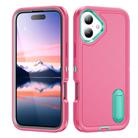 For iPhone 17 Rugged PC + Silicone Phone Case with Holder(Rose Red+Light Green) - 1