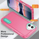 For iPhone 17 Rugged PC + Silicone Phone Case with Holder(Rose Red+Light Green) - 3