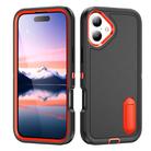 For iPhone 17 Rugged PC + Silicone Phone Case with Holder(Black+Orange) - 1