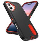 For iPhone 17 Rugged PC + Silicone Phone Case with Holder(Black+Orange) - 2