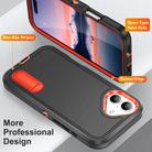For iPhone 17 Rugged PC + Silicone Phone Case with Holder(Black+Orange) - 3