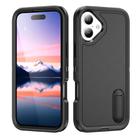 For iPhone 17 Rugged PC + Silicone Phone Case with Holder(Black) - 1