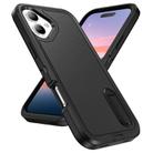 For iPhone 17 Rugged PC + Silicone Phone Case with Holder(Black) - 2