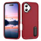 For iPhone 17 Rugged PC + Silicone Phone Case with Holder(Red+Black) - 1