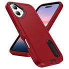 For iPhone 17 Rugged PC + Silicone Phone Case with Holder(Red+Black) - 2