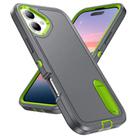 For iPhone 17 Rugged PC + Silicone Phone Case with Holder(Grey+Fresh Green) - 2