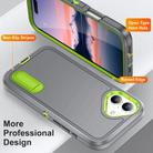 For iPhone 17 Rugged PC + Silicone Phone Case with Holder(Grey+Fresh Green) - 3
