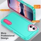 For iPhone 17 Rugged PC + Silicone Phone Case with Holder(Light Green+Rose Red) - 3