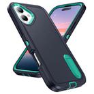 For iPhone 17 Rugged PC + Silicone Phone Case with Holder(Dark Blue+Light Green) - 2