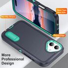 For iPhone 17 Rugged PC + Silicone Phone Case with Holder(Dark Blue+Light Green) - 3
