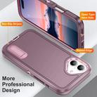 For iPhone 17 Rugged PC + Silicone Phone Case with Holder(Purple+Pink) - 3