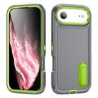 For iPhone 17 Air Rugged PC + Silicone Phone Case with Holder(Grey+Fresh Green) - 1