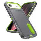 For iPhone 17 Air Rugged PC + Silicone Phone Case with Holder(Grey+Fresh Green) - 2