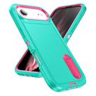 For iPhone 17 Air Rugged PC + Silicone Phone Case with Holder(Light Green+Rose Red) - 2