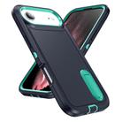For iPhone 17 Air Rugged PC + Silicone Phone Case with Holder(Dark Blue+Light Green) - 2