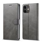 For iPhone 12 / 12 Pro LC.IMEEKE Calf Texture Horizontal Flip Leather Case with Holder & Card Slots & Wallet(Grey) - 1