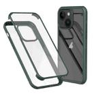 For iPhone 13 Double-sided Plastic Glass Phone Protective Case(Dark Green) - 1