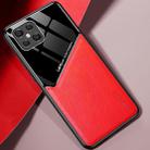 For OPPO A92s All-inclusive Leather + Organic Glass Protective Case with Metal Iron Sheet(Red) - 1