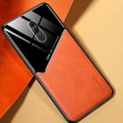 For OPPO Reno All-inclusive Leather + Organic Glass Protective Case with Metal Iron Sheet(Yellow) - 1