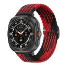 For Samsung Galaxy Watch Ultra 47mm Slide Buckle Nylon Braided Watch Band(Red Black) - 1