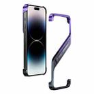 For iPhone 14 Pro S-shaped Stand Frameless Metal Phone Case(Black Purple) - 1