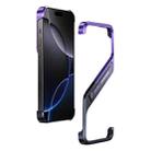 For iPhone 16 Pro S-shaped Stand Frameless Metal Phone Case(Black Purple) - 1