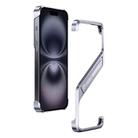 For iPhone 16 S-shaped Stand Frameless Metal Phone Case(Silver) - 1