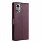 For OPPO Reno11 Pro 5G Global N.BEKUS CSJ-P1 Solid Color Leather Phone Case(Wine Red) - 3