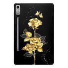 For Lenovo Tab P12 Golden Rose Pattern Smart Tablet TPU Case(Black) - 1