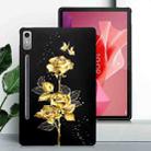 For Lenovo Tab P12 Golden Rose Pattern Smart Tablet TPU Case(Black) - 2