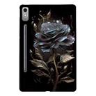 For Lenovo Tab P12 Color Painting Pattern Smart Tablet TPU Case(Black Rose) - 1