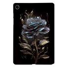 For Samsung Galaxy Tab A9+ Color Painting Pattern Smart Tablet TPU Case(Black Rose) - 1