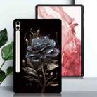 For Samsung Galaxy Tab S7+ / S8+ Color Painting Pattern Smart Tablet TPU Case(Black Rose) - 2