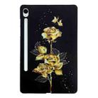 For Samsung Galaxy Tab S9 / S9 FE Color Painting Pattern Smart Tablet TPU Case(Golden Rose) - 1