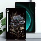 For Samsung Galaxy Tab S9 / S9 FE Color Painting Pattern Smart Tablet TPU Case(Black Rose) - 2